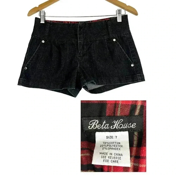 beta House Pants - Black Denim Shorts Sz 7 Stretchy Women's Beta House